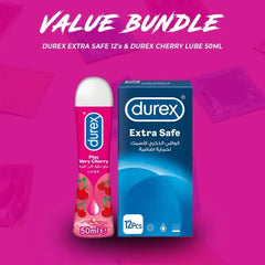 Durex Pack- Play Cherry Lube 50ml + Extra Safe 12s Condoms