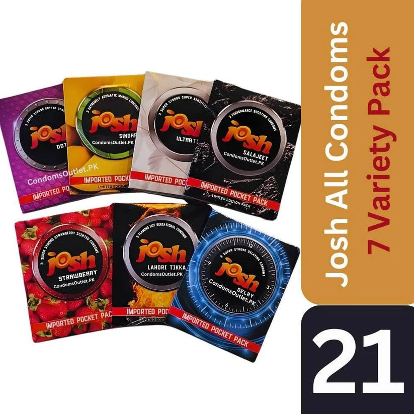 Josh Condoms Ultimate Variety Pack (21 Condoms) – 7 Styles Bundle